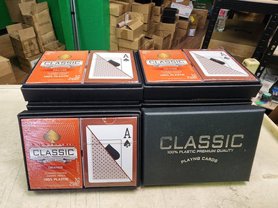 1 Dozen 12 Sets Orange Brown Classic Ten 100% Plastic Playing Cards Poker Size Jumbo Index