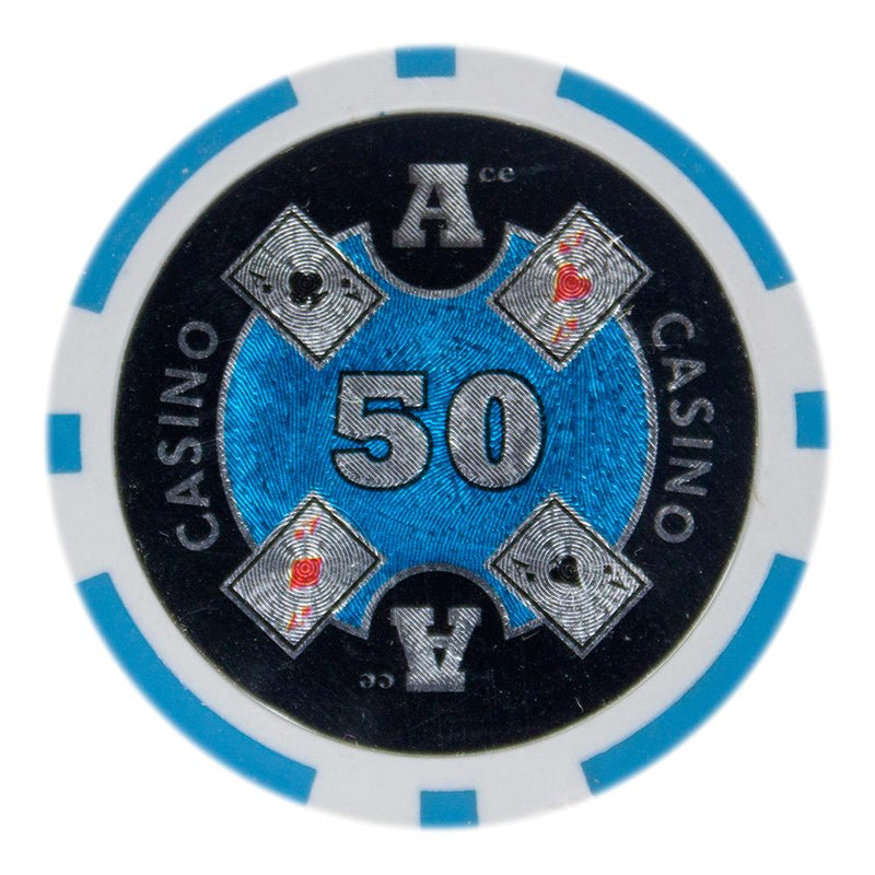 CLEARANCE $50 Fifty Dollar Ace Casino 14 Gram 500 Poker Chips