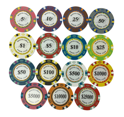 $10000 Ten Thousand Dollar Monte Carlo Smooth 14 Gram Poker Chips