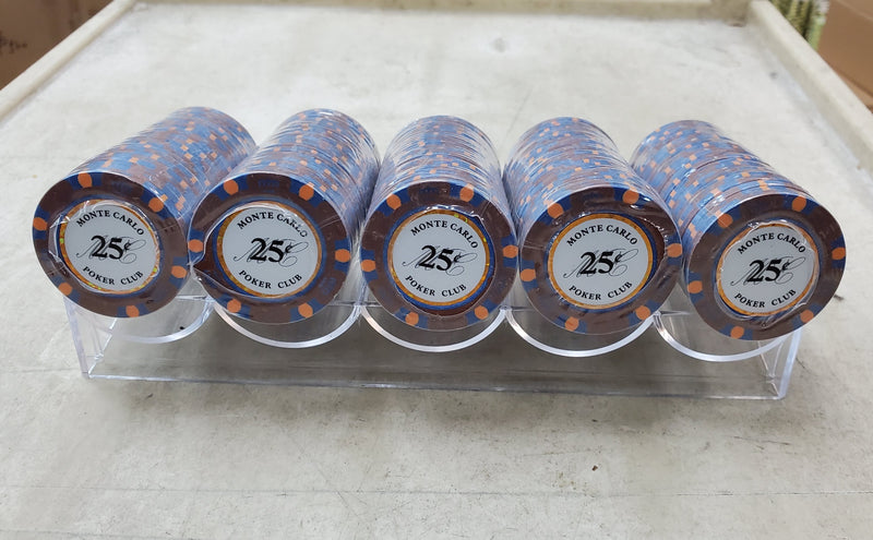 25 Cents Monte Carlo Smooth 14 Gram Poker Chips