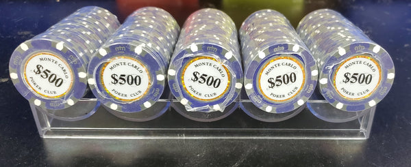 $500 Five Hundred Dollar Purple Monte Carlo Smooth 14 Gram Poker Chips