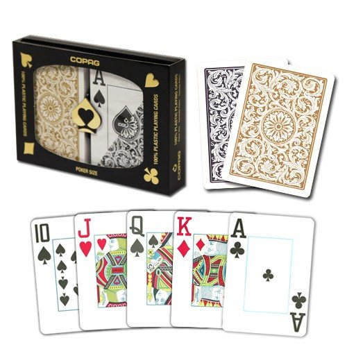 Playing Cards - 1 Dozen 12 Sets Copag Cards Black Gold Poker Size Jumbo Index