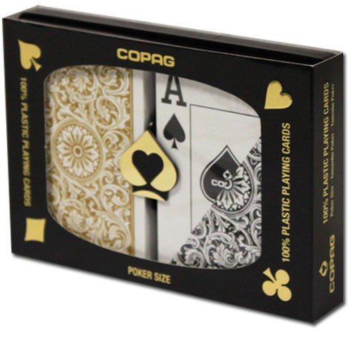 Playing Cards - 1 Dozen 12 Sets Copag Cards Black Gold Poker Size Jumbo Index