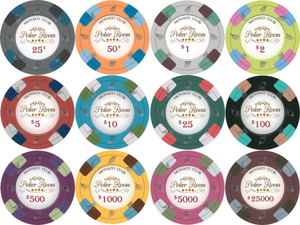 Monaco Club 13.5 Gram Clay Poker Chips