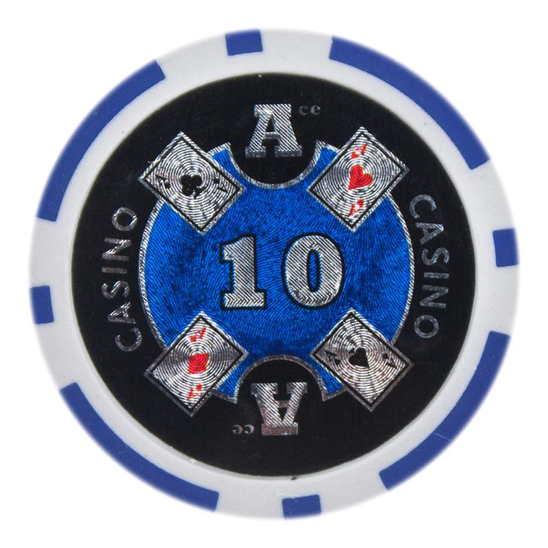CLEARANCE $10 Ten Dollar Ace Casino 14 Gram 100 Poker Chips