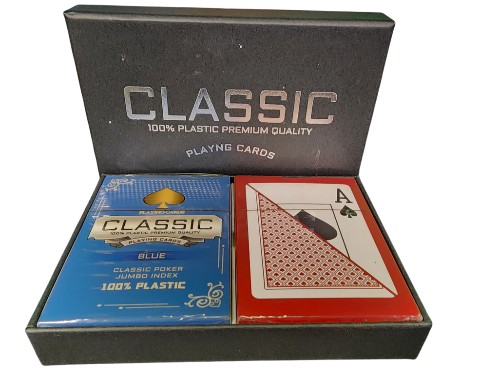 casino grade playing cards Card Stock Sold Per Dozen / 12 Deck Per Box (6 Red / 6 Blue) Each Deck Measures 2.5 x 3.5 inches Poker Size Jumbo Index Authentic Las Vegas Casino Playing