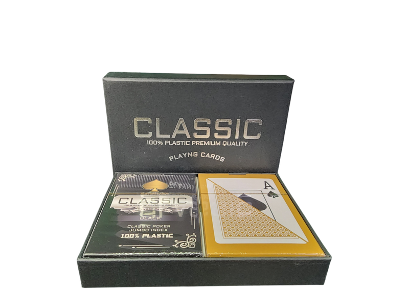 Black Gold Classic Ten 100% Plastic Playing Cards Poker Size Jumbo Index