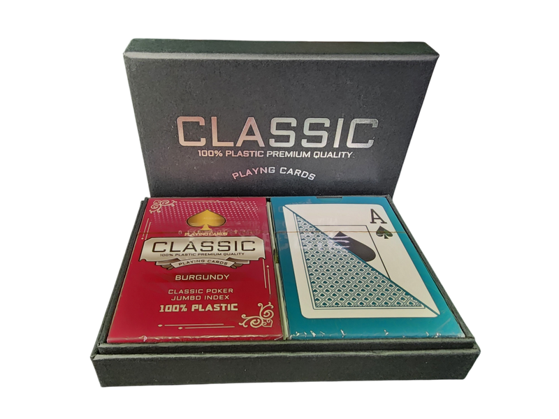 Green Burgundy Classic Ten 100% Plastic Playing Cards Poker Size Jumbo Index
