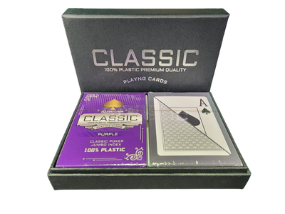 Purple Gray Classic Ten 100% Plastic Playing Cards Poker Size Jumbo Index