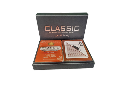 Orange Brown Classic Ten 100% Plastic Playing Cards Poker Size Jumbo Index