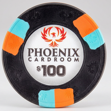 $100 Phoenix Card Room Pure Clay Poker Chips Roll of 25