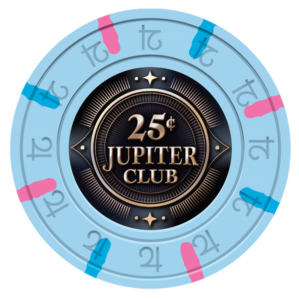 25 Cents Jupiter Club 43mm Pure Clay Poker Chips - The Poker Store .Com
