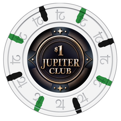 $1 Jupiter Club 43mm Pure Clay Poker Chips - The Poker Store .Com