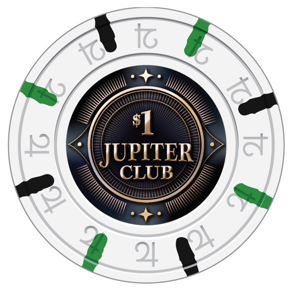 $1 Jupiter Club 43mm Pure Clay Poker Chips - The Poker Store .Com