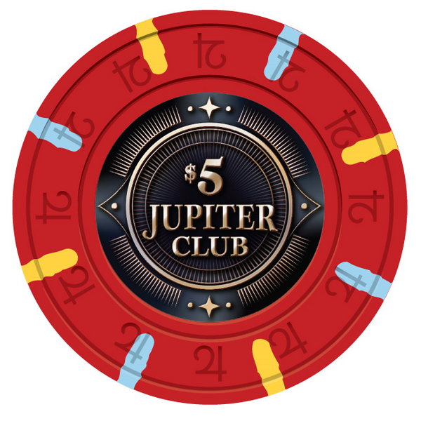 $5 Jupiter Club 43mm Pure Clay Poker Chips - The Poker Store .Com
