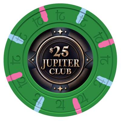 $25 Jupiter Club 43mm Pure Clay Poker Chips - The Poker Store .Com