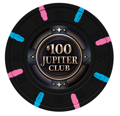 $100 Jupiter Club 43mm Pure Clay Poker Chips - The Poker Store .Com