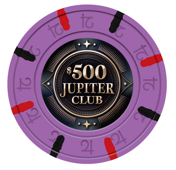 $500 Jupiter Club 43mm Pure Clay Poker Chips - The Poker Store .Com
