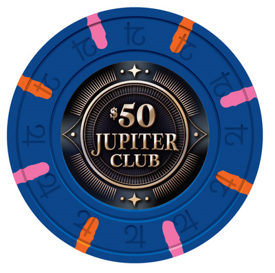 $50 Jupiter Club 43mm Pure Clay Poker Chips - The Poker Store .Com