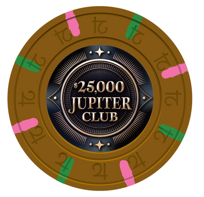 $25000 Jupiter Club 43mm Pure Clay Poker Chips - The Poker Store .Com