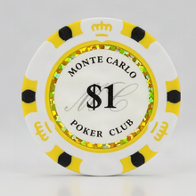 $1 One Dollar White Gold Monte Carlo Smooth 14 Gram Poker Chips