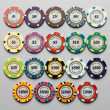 Mega 20 Chips Sample Pack Monte Carlo Smooth 14 Gram Poker Chips