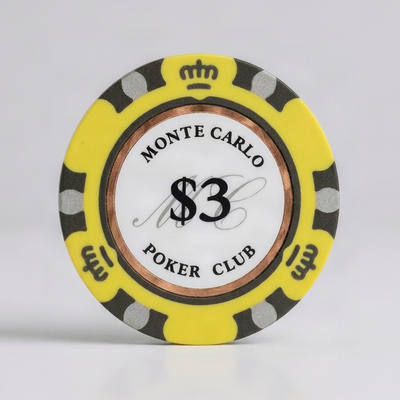$3 Three Dollar Monte Carlo Smooth 14 Gram Poker Chips