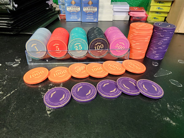 Blank Royal Purple Rustic Ceramic Poker Chips