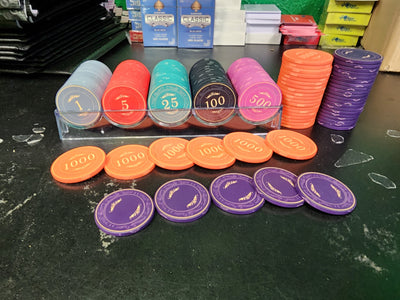 $5000 Oversized 43mm Rustic Ceramic Poker Chips