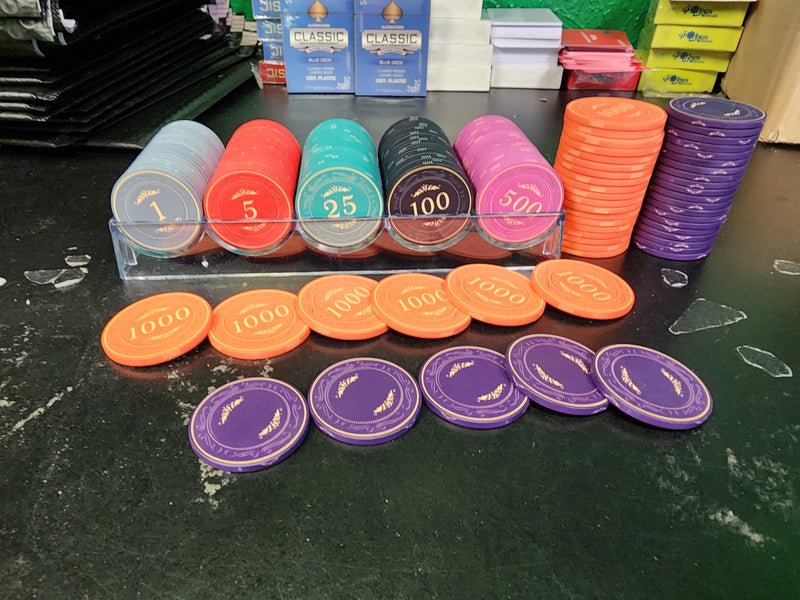 $5000 Oversized 43mm Rustic Ceramic Poker Chips