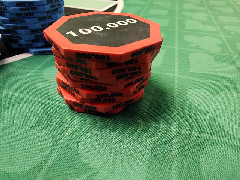 100,000 Octagon 44MM Oversized Poker Chips 10 Pack