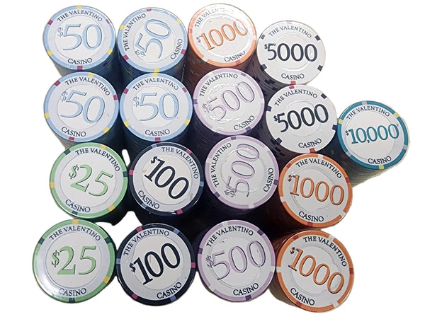 Tournament Setup Casino Valentino Ceramic 400+ Poker Chips Special Price