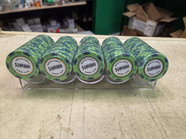$100,000 Monte Carlo Smooth 14 Gram Poker Chips
