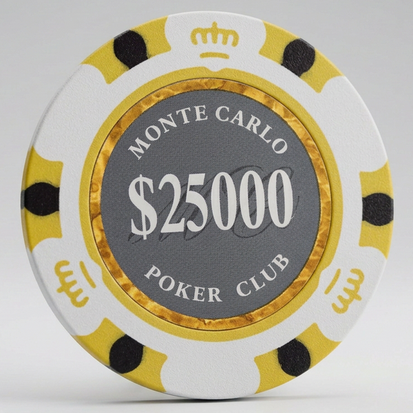 Smoked $25000 Twenty-Five Thousand Dollar Monte Carlo Smooth 14 Gram Poker Chips