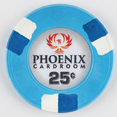 25 Cents Phoenix Card Room Pure Clay Poker Chips Roll of 25