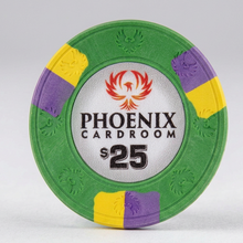 $25 Phoenix Card Room Pure Clay Poker Chips Roll of 25