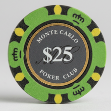 Smoked $25 Twenty Five Dollar Monte Carlo Smooth 14 Gram Poker Chips