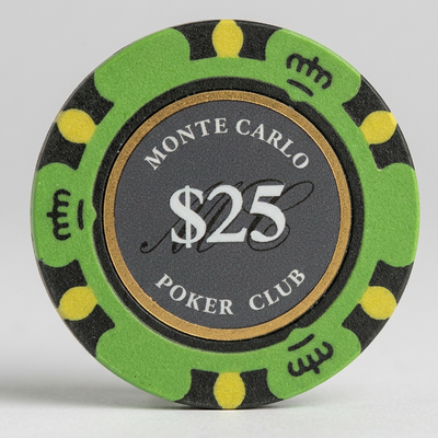 Smoked $25 Twenty Five Dollar Monte Carlo Smooth 14 Gram Poker Chips