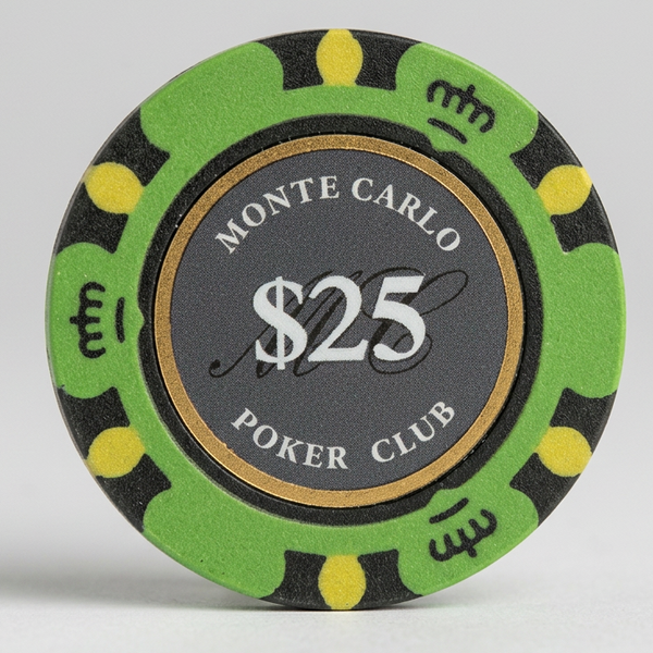 Smoked $25 Twenty Five Dollar Monte Carlo Smooth 14 Gram Poker Chips