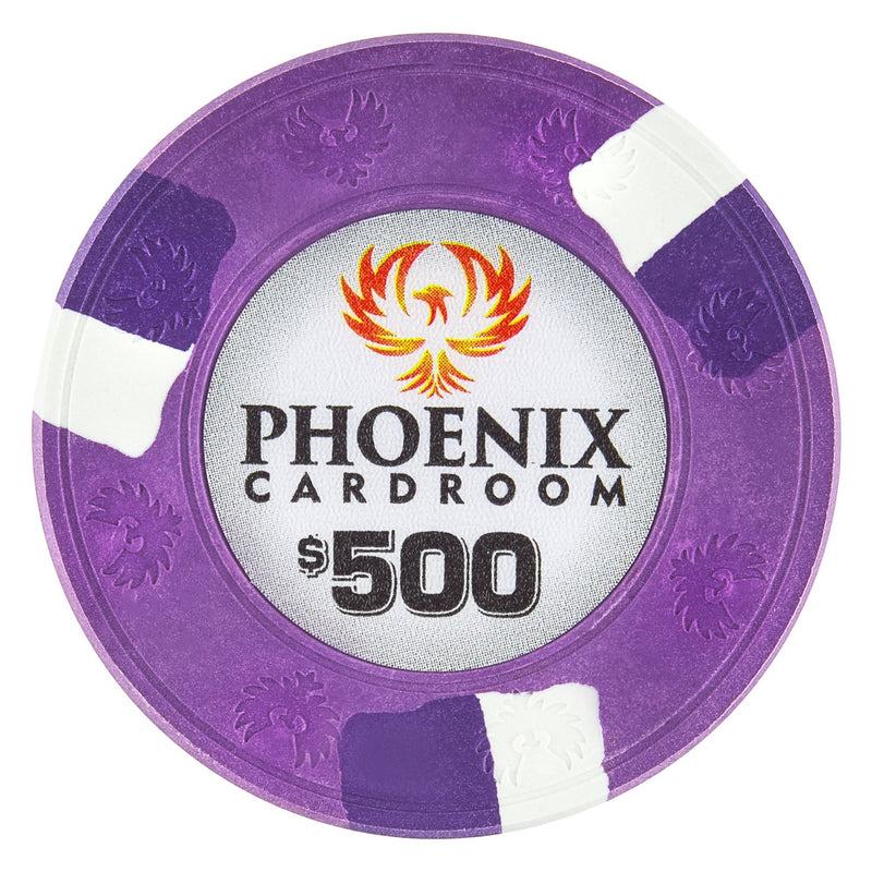 $500 Phoenix Card Room Pure Clay Poker Chips