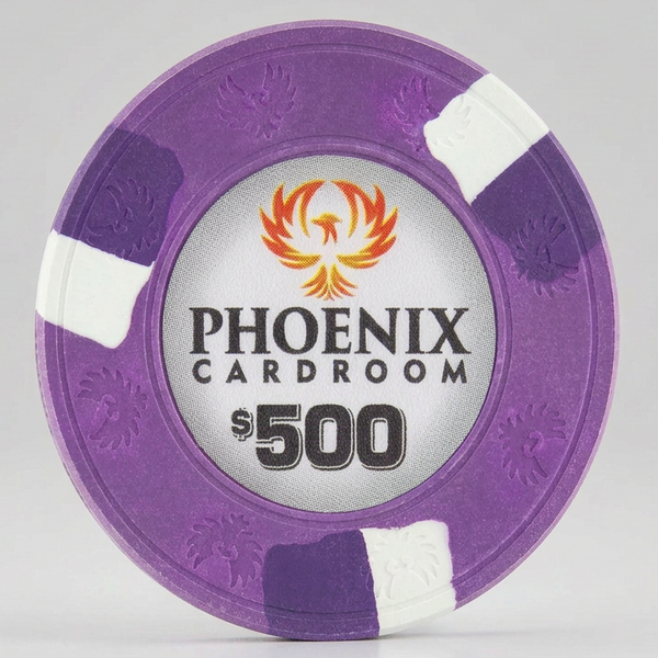 $500 Phoenix Card Room Pure Clay Poker Chips Roll of 25