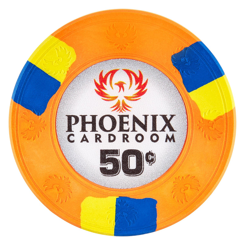 50 Cents Phoenix Card Room Pure Clay Poker Chips