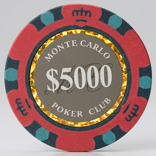 Smoked $5000 Five Thousand Dollar Monte Carlo Smooth 14 Gram Poker Chips