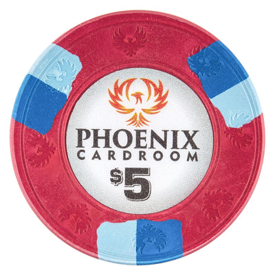 $5 Phoenix Card Room Pure Clay Poker Chips