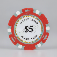 $5 Red Grey Monte Carlo Smooth 14 Gram Poker Chips