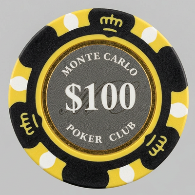 Smoked $100 One Hundred Dollar Monte Carlo Smooth 14 Gram Poker Chips