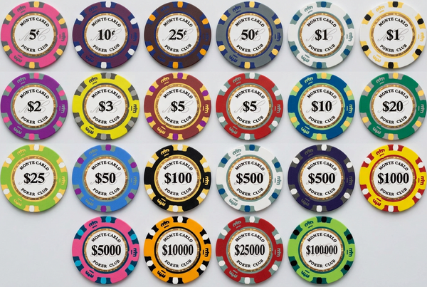 500 Monte Carlo Smooth 14 Gram Poker Chips Bulk