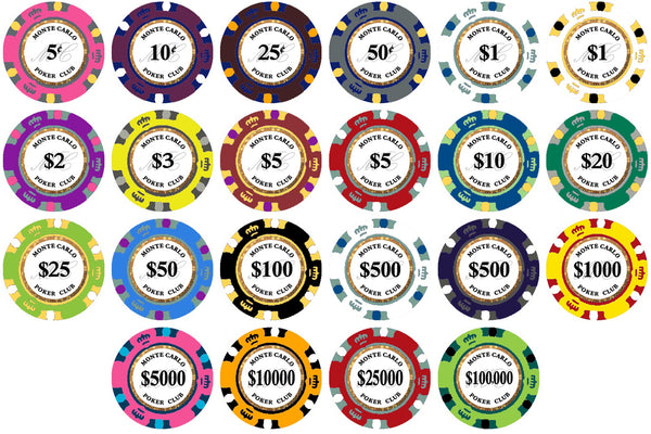 $100,000 Monte Carlo Smooth 14 Gram Poker Chips