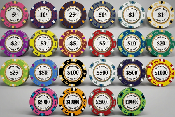 600 Monte Carlo Smooth 14 Gram Poker Chips with Heavy Duty Aluminum Case
