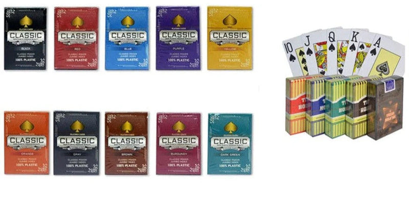 15 Decks Classic 100% Plastic Playing Cards Poker Size Jumbo Index All Different Backs